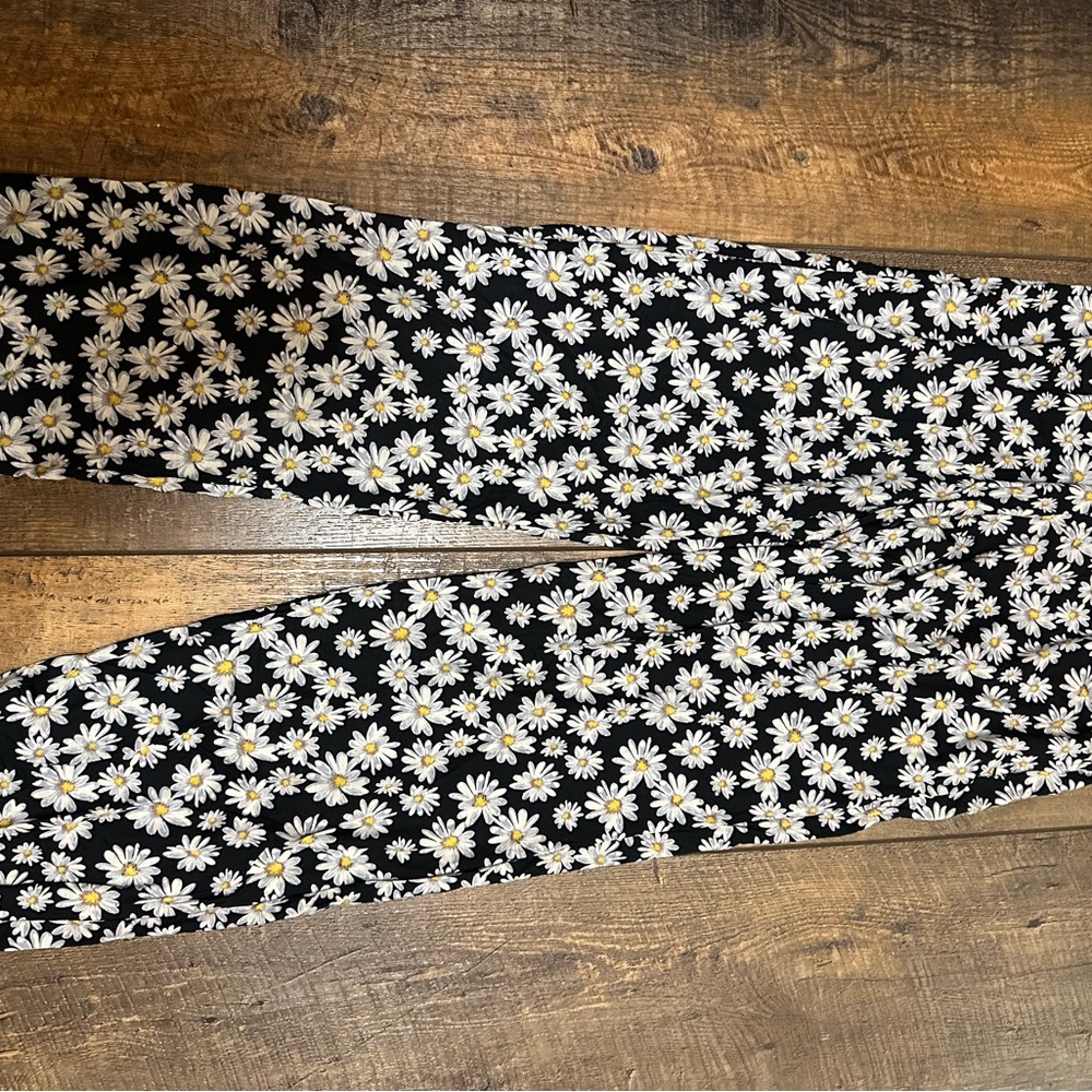 Floral Black and White Pajama Pants